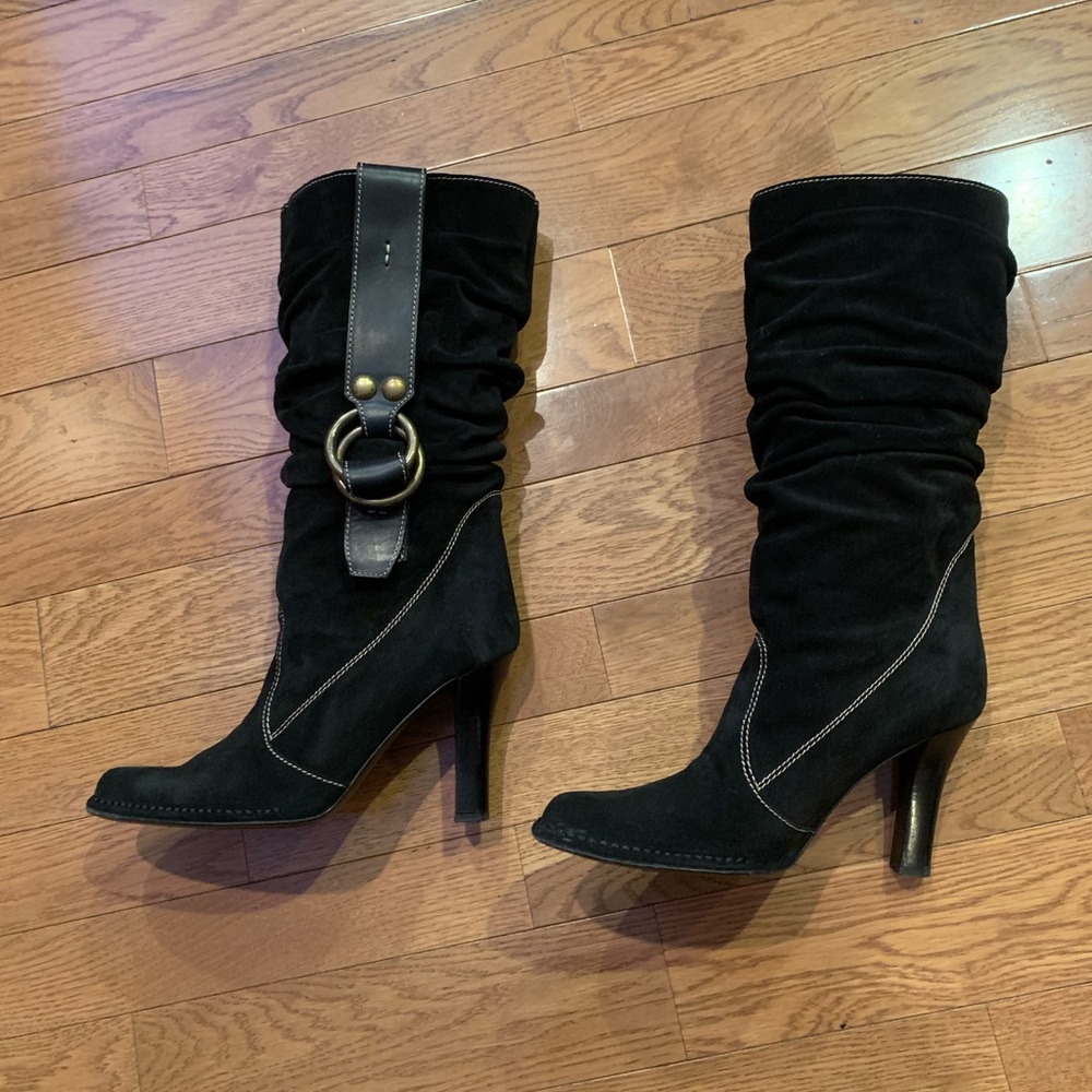 Coach  “Noreen" Black suede slouch boots size 7 B